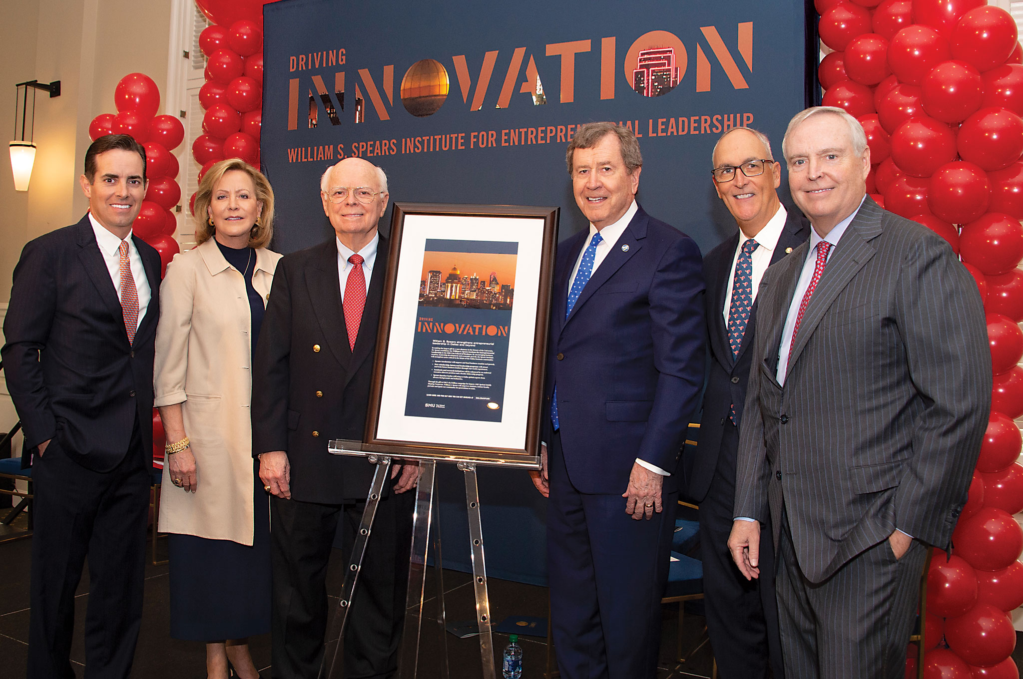 Photo of Spears Family, President Turner, Dean Myers, and Vice President Brad Cheves