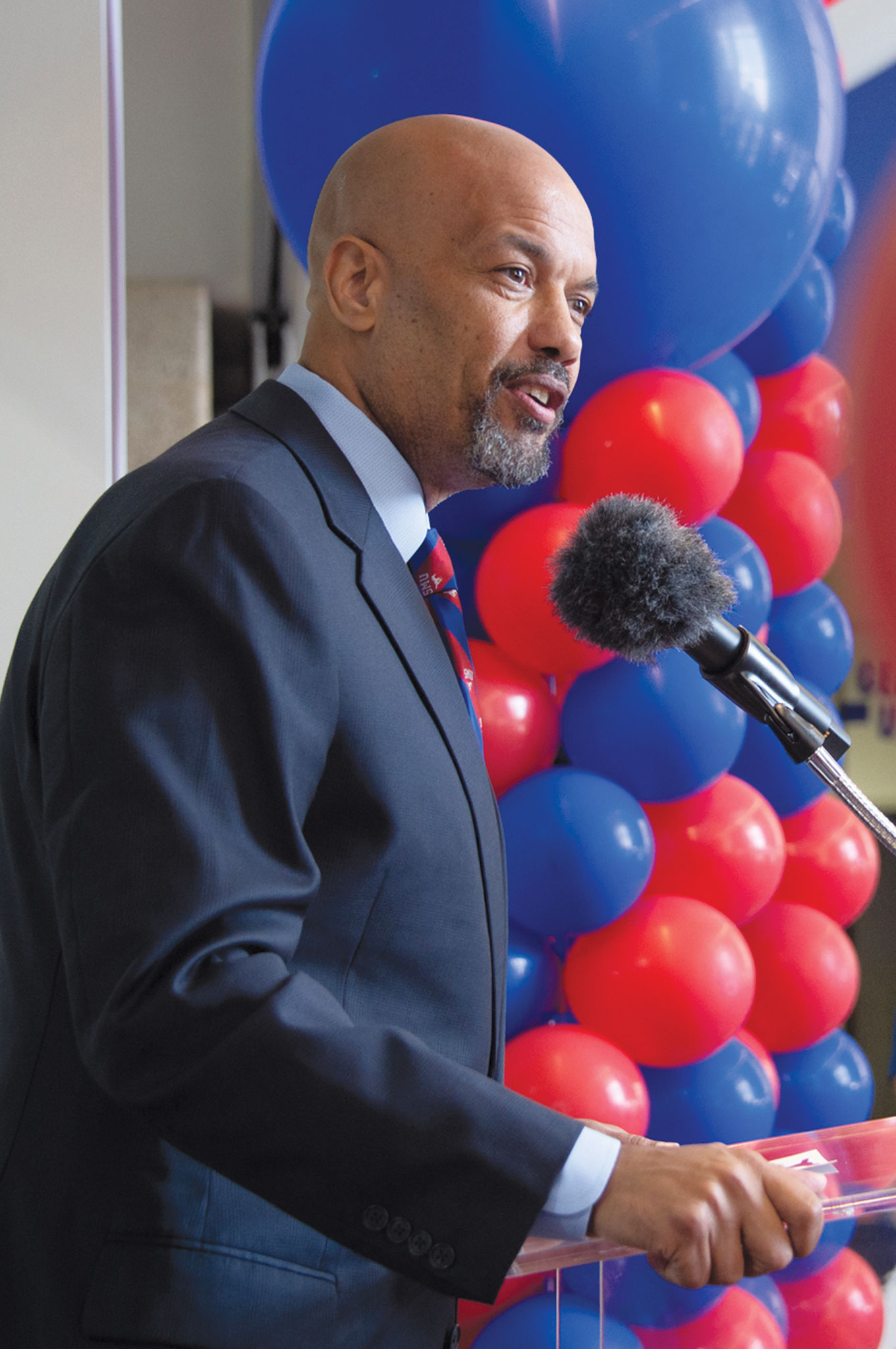 Person speaking at podium