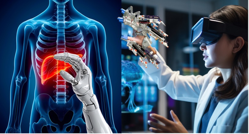 A medical professional uses a wearable robotic glove to teleoperate a remote system