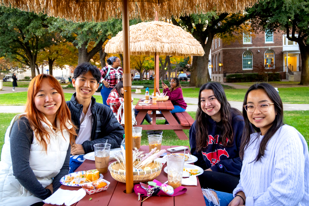 Students at picnic table