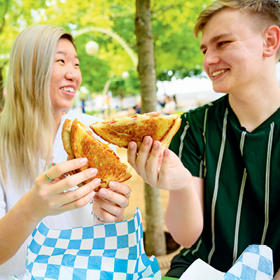 Students enjoying grilled cheese