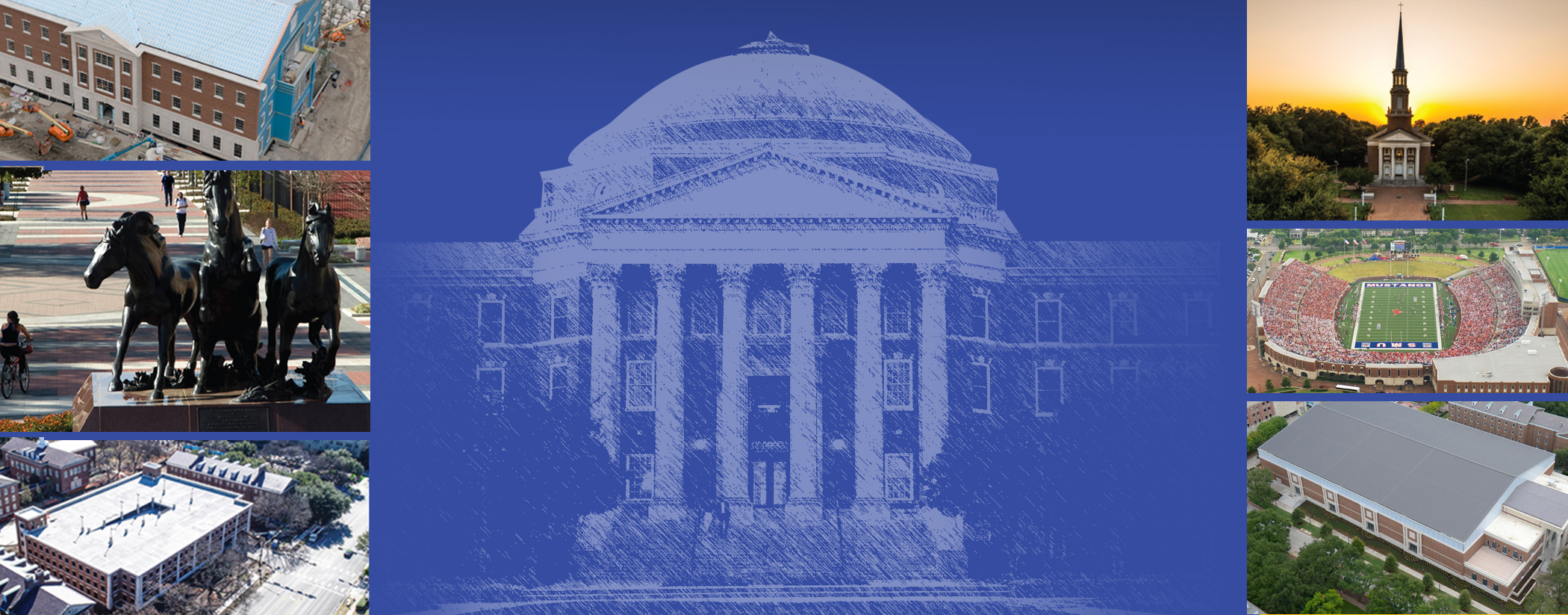 Images of Campus, - Dallas Halll Stylizeds on blue