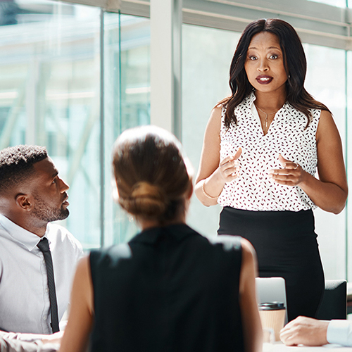Woman leading a meeting