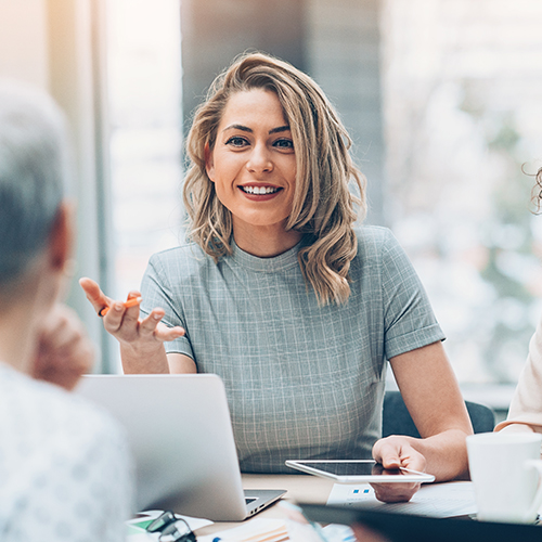 Woman talking in a meeting