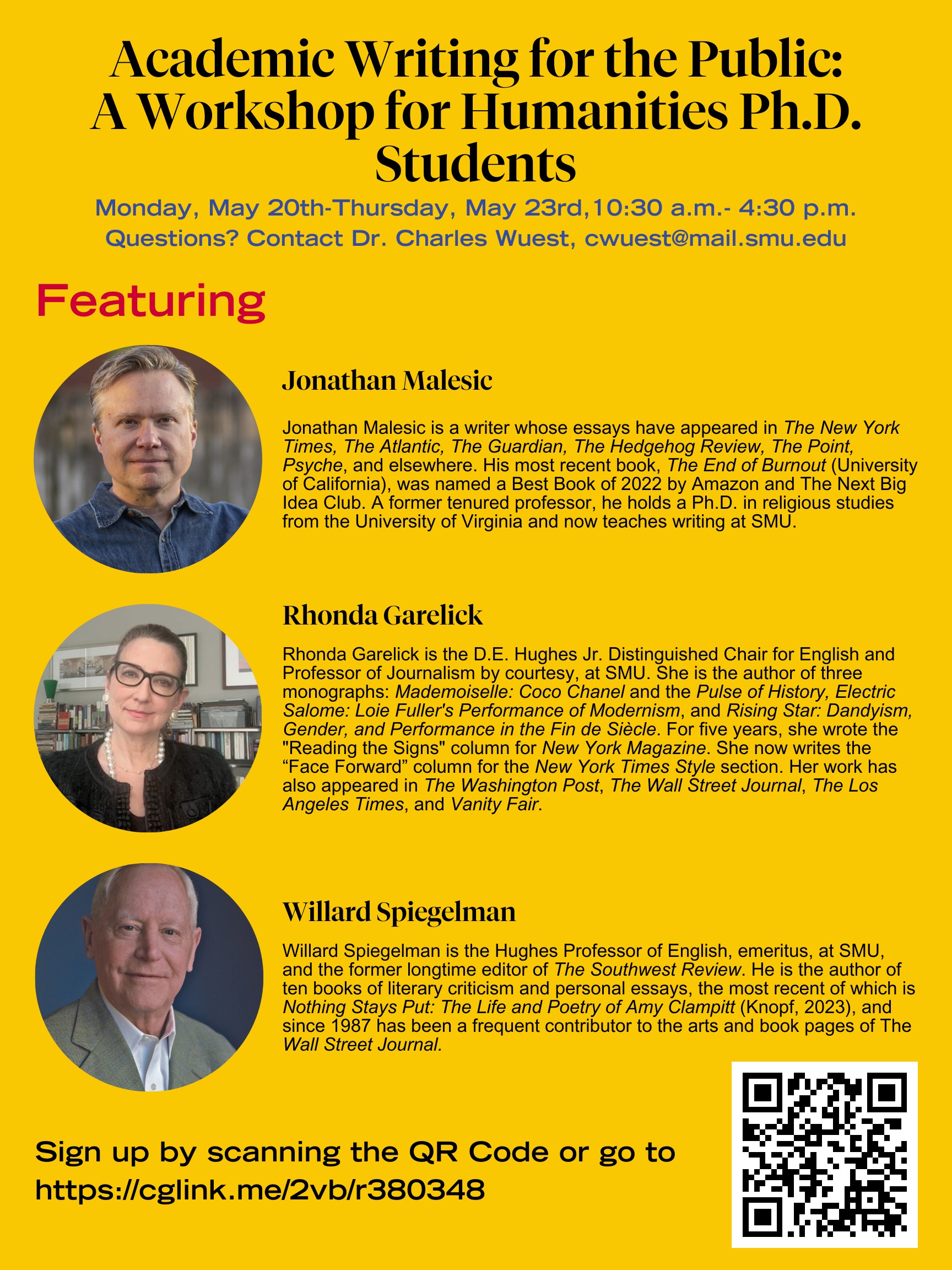 Promotional flyer for academic writing workshop