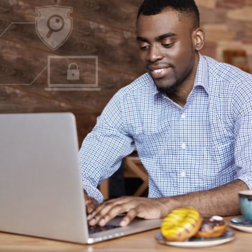 Man working on a laptop