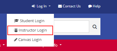 Login menu