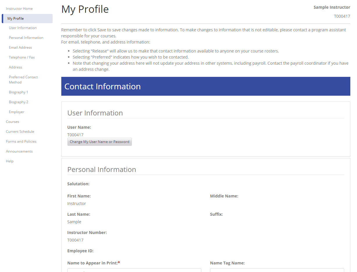 My Profile Page