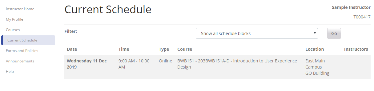 Current Schedule
