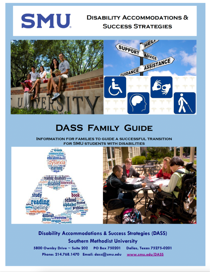 Cover of DASS Family Guide with photos of 色花堂_色花堂 98堂 students on campus and decorative images