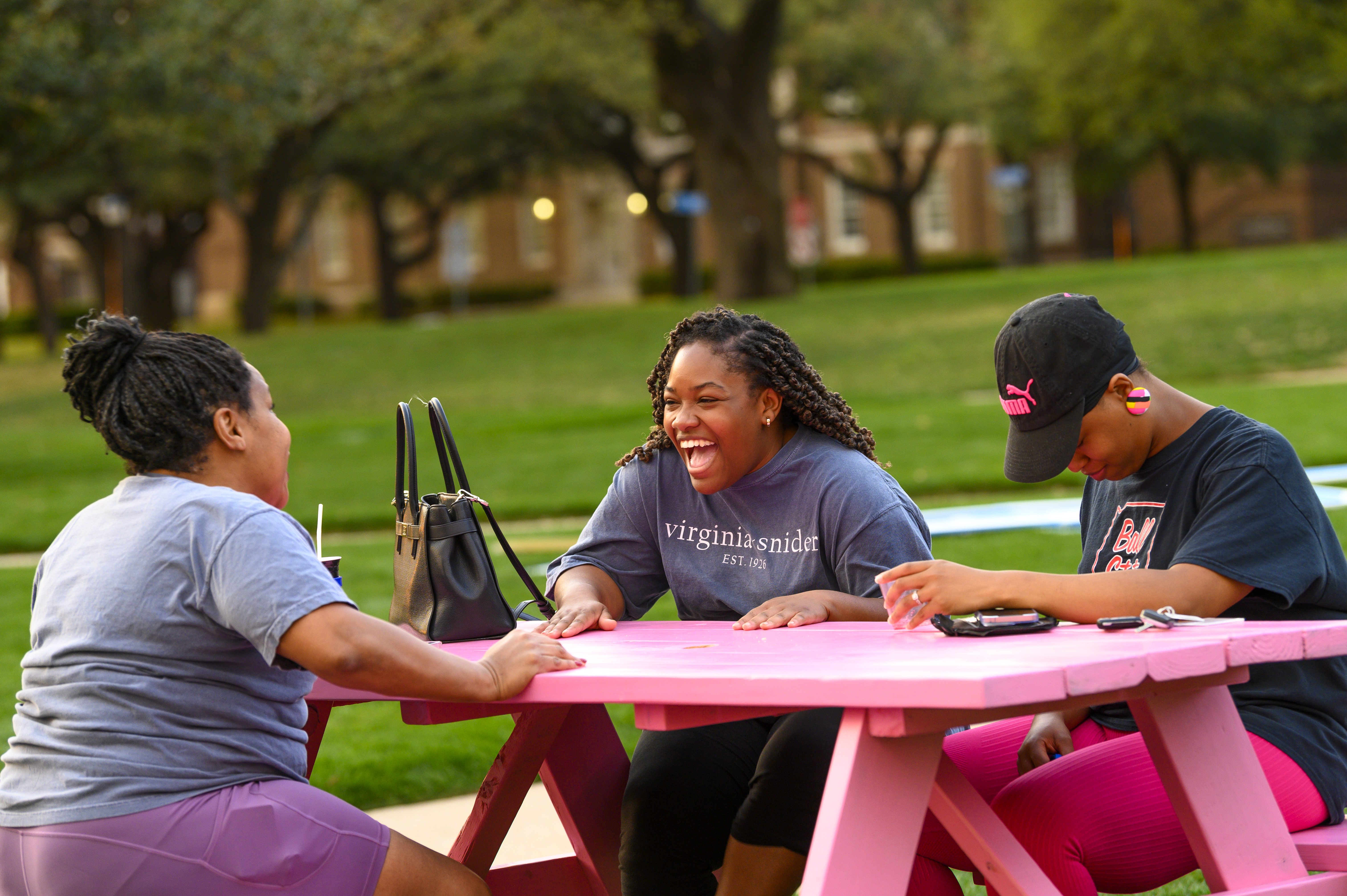 Students laughing outside