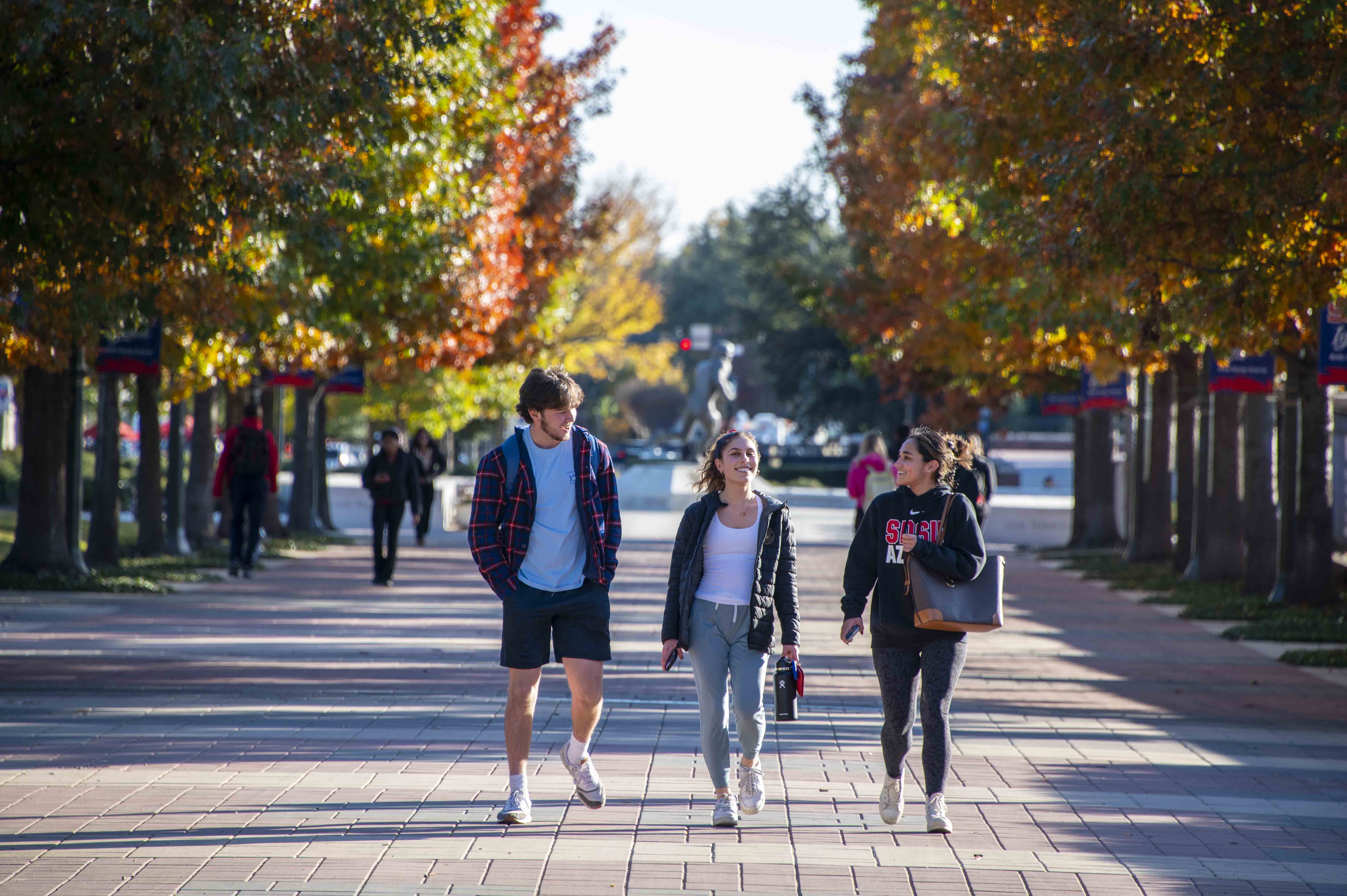 students walking outside