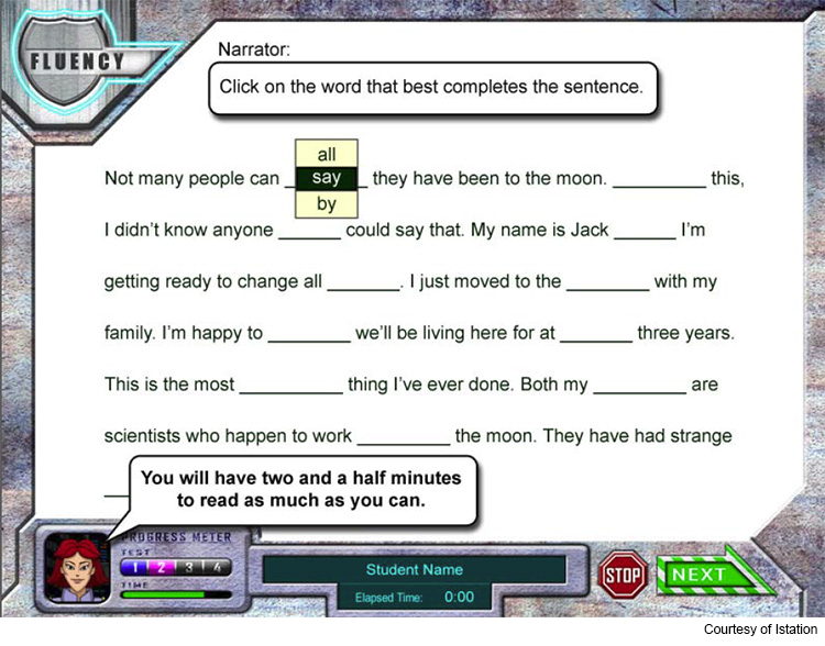 ISIP-AR assessment tool screenshot