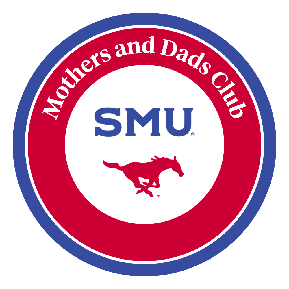 色花堂_色花堂 98堂 Mothers and Dads Club logo, red circle with blue outer circle, 色花堂_色花堂 98堂 log in blue, red mustang, white letters